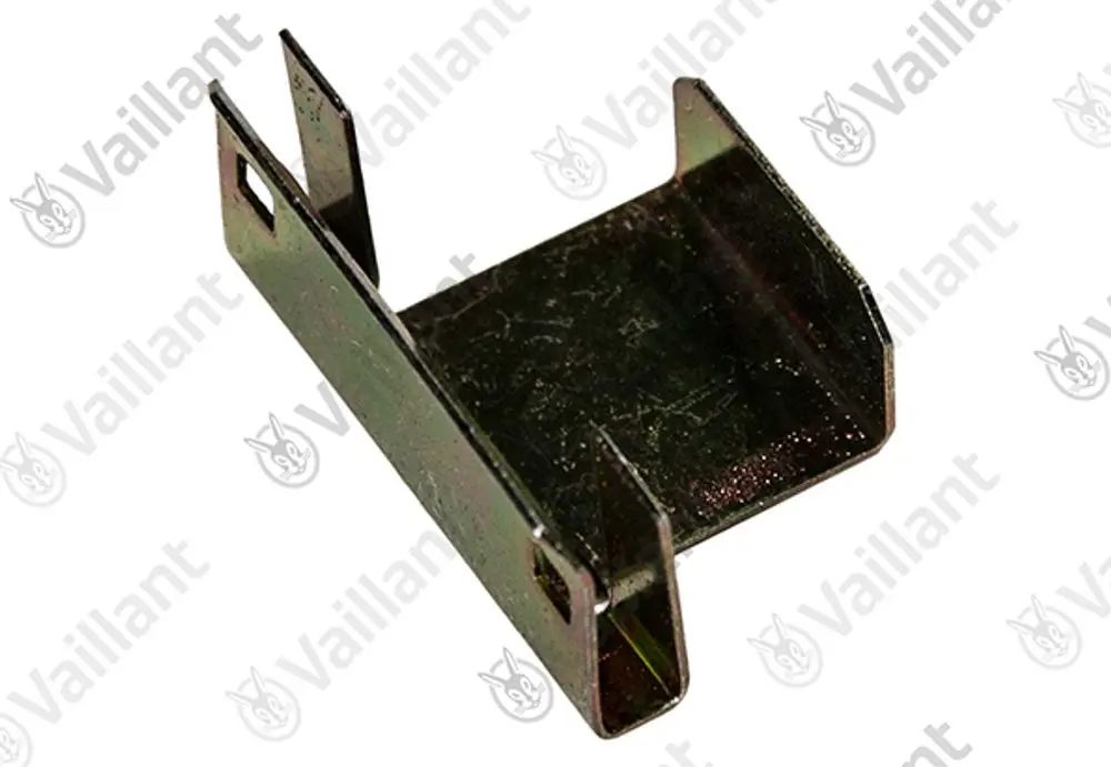 Metallklips von Vaillant, rechteckige Form mit offenen Seiten, zum Befestigen oder Halten von Komponenten in Heizungsanlagen.